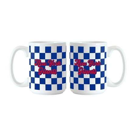 New York Giants 2-Pack 15oz. Checkered Wordmark Mug Set