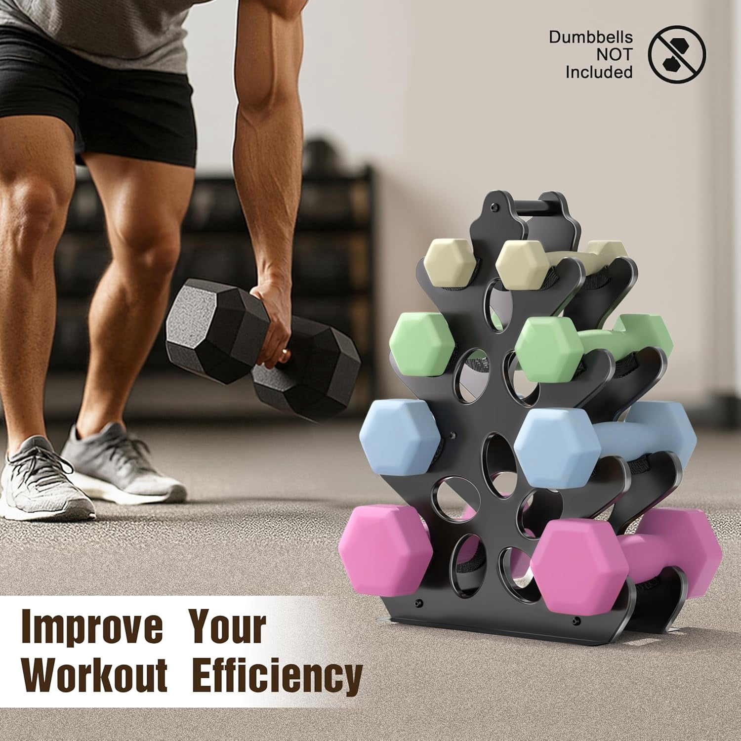 4-Tier Dumbbell Rack Only Weight Racks For Free Weights Dumbbell Tower (No Dumbbells Rack Only)