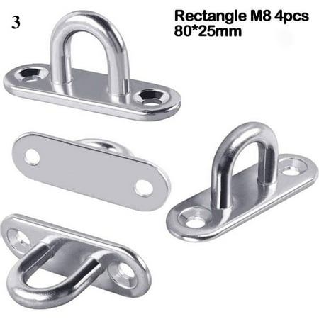 

4pcs with Screw Fixing Plate Seat Stainless Steel Outdoor Tool Eye Plate Fixing Buckle Metal Staple Ring Oblong Pad 3