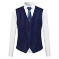 thumbnail image 4 of Mens 3 Piece Suit Formal Pinstripe Slim Fit Notched Lapel Dress Blazer Vest Trousers Set, 4 of 6