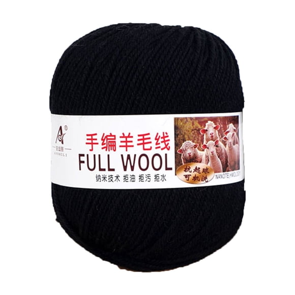 yulier Fil de Laine Doux pour Crochet et Tricot, et Tissage, Fil de Coton Chaud 50g Noir