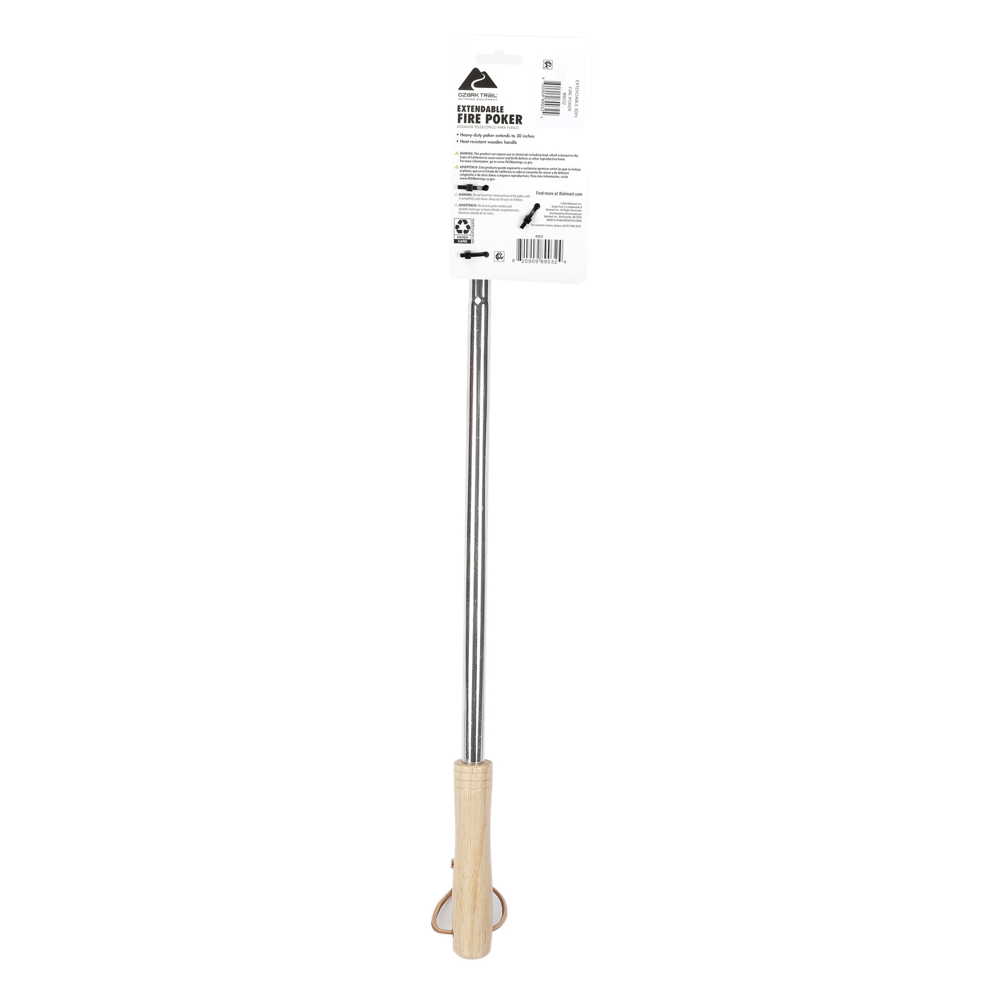 Ozark Trail Extendable Fire Poker, 30 inches, For Stoking Fires