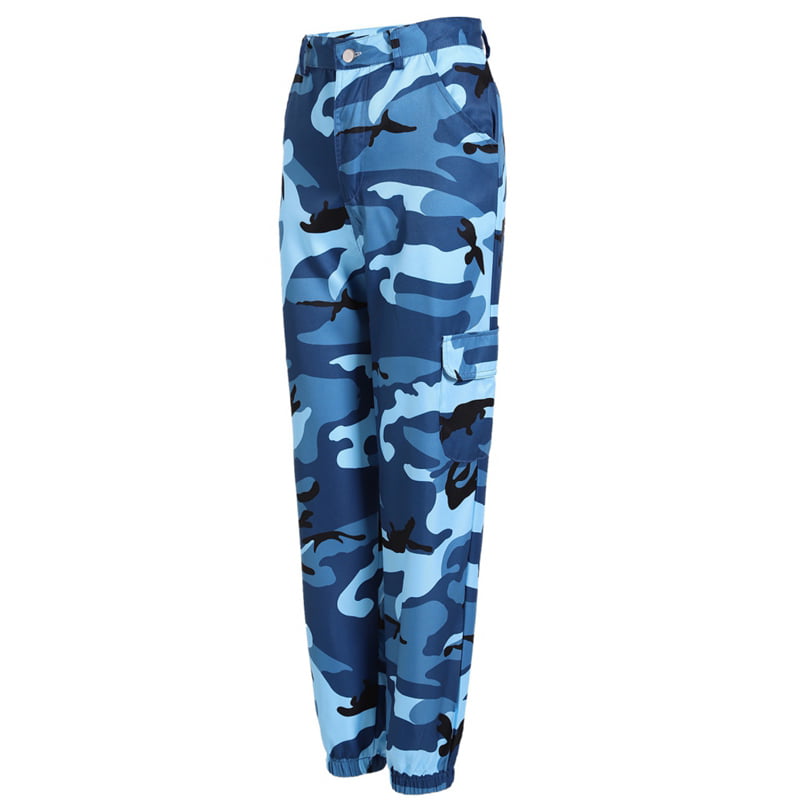 blue camouflage pants women's