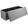 thumbnail image 1 of 43 Inches Folding Storage Ottoman Bench Chest Footrest Stool, Grey, 1 of 8