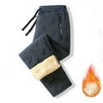 thumbnail image 2 of Hifoo Men Winter Plush Casual Trousers Soft Warm Thermal Comfort Fit Outdoor Relaxed Fit Pants With Stretch Daily Wear Cold Weather Activities Joggers Slacks Solid Color Streetwear Versatile, 2 of 5