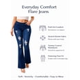thumbnail image 3 of Jvini Women's Flare Jeans Pull-On Ripped Distressed  Denim Jean Fitted Dark Indigo Wash 31" Inseam, 3 of 5
