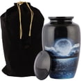 thumbnail image 2 of Cremation Urns for Human Ashes | Crafted Memorial for Cherished Remains | Beautiful Design Funeral Pot for Pets Loss & Loved Ones. 10.5" Aluminum | 200 Cubic Inches (Large Adult) Moon., 2 of 5