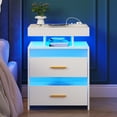 thumbnail image 4 of HNEBC LED Nightstand with Wireless Charging Station & USB/Type-C Ports, 3-Color LED Light Strip with Adjustable Brightness & Auto Induction, Smart Bedside Tables for Bedroom, 4 of 11