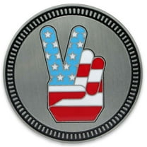 Peace Sign American Flag Adhesive Metal Car Emblem for Car, Truck, or Trailer