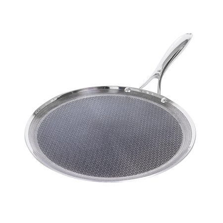 HexClad 12 Inch Hybrid Stainless Steel Griddle Non Stick Fry Pan with Stay-Cool Handle - PFOA Free, Dishwasher and Oven Safe, Works with Induction, Ceramic, Electric, and Gas Cooktops