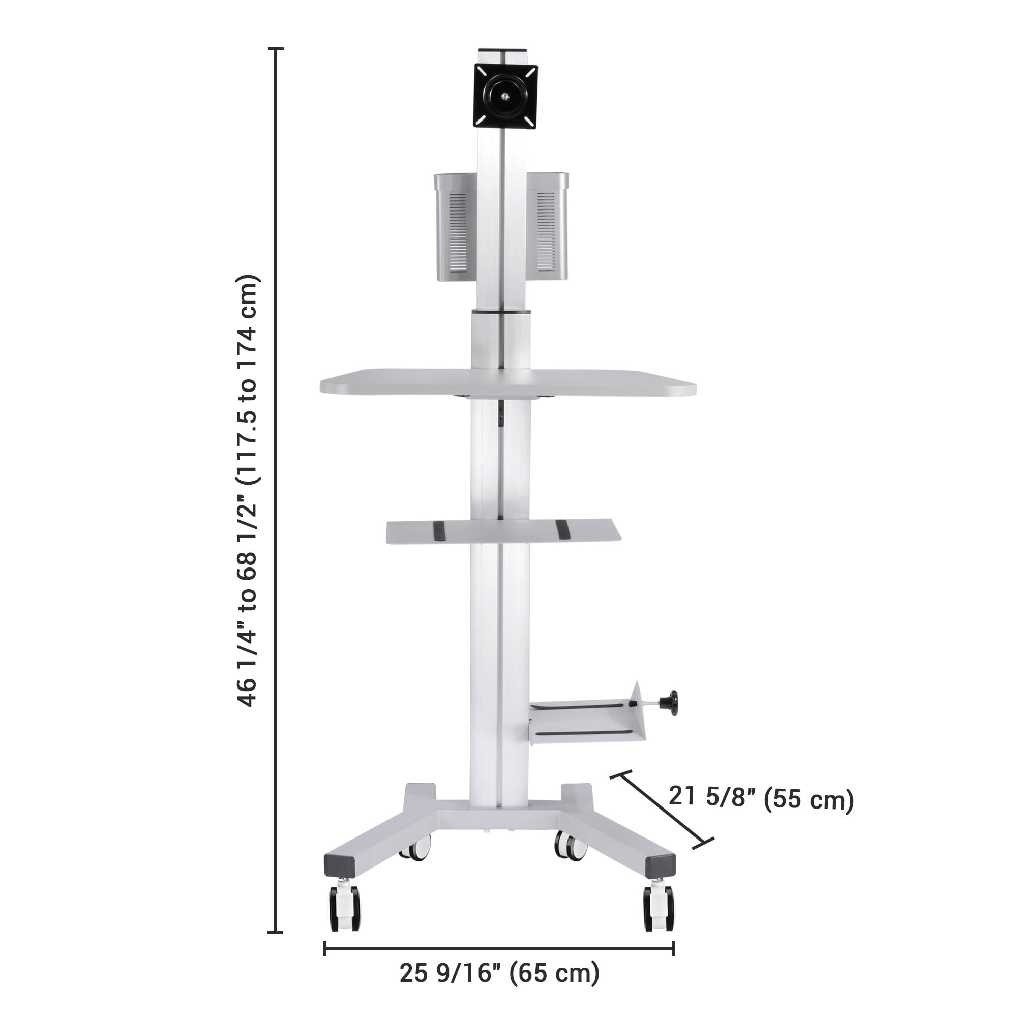 Yescom NexusX Core Medical Mobile Computer Cart Workstation on Wheels with Monitor Mount Adjustable Hospital Clinic ANSI/BIFMA X5.5-2021 Certificated