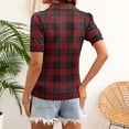thumbnail image 5 of Trgacdwlo Plaid Golf Polo Shirts for Women Collared V Neck Short Sleeve Shirts for Women Summer Boho Retro Polo Shirts for Women Red L, 5 of 5