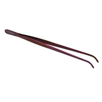 O'Creme Stainless Steel Precision Kitchen Tweezer Tongs with Serrated Tips for Gripping 10" Curved, Purple
