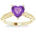 thumbnail image 4 of Pompeii 7mm Amethyst Solitaire Heart Shape Leaf Accent Ring in 14k White or Yellow Gold, 4 of 6