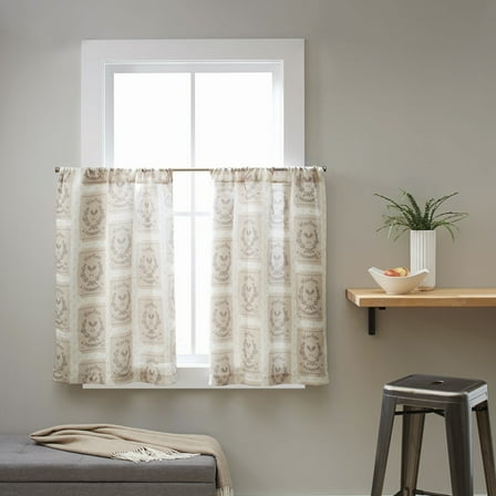 Better Homes & Gardens Curtain Tier, Grain Print - Set of 2
