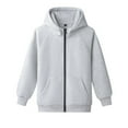 thumbnail image 2 of Loopsun Kids Sweatshirt Jackets, Kids Boys Girls Casual Solid Hooded Zip Up Long Sleeve Outerwear Sweatshirt Jacket with Pockets Gray, 11-12 Years, 2 of 5