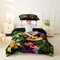 thumbnail image 2 of Metsweet Animal Dinosaur Twin Duvet Cover, Tropical Flowers Leaves Twin Bedding, Green Purple Red,Black Reversible,2pcs,1 Duvet Cover and 1 Pillowcase, 2 of 6