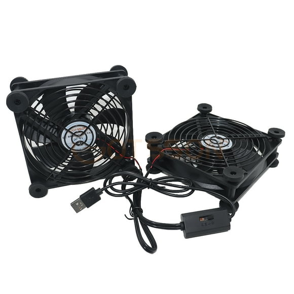USB silent dual fan with speed controller for three speed regulation, used for router cooling receiver DVR Playstation Xbox comp Separate 2 fans