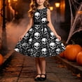 thumbnail image 2 of Girls Halloween Print Sleeveless A-Line Ruffle Hem Sundress Performance Clothing Dress, 2 of 9