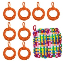 Uxcell 50 Pcs Potholder Loom Refill Loops, Elastic Potholder Weaving Refill Loops Knitting Kit Supplies in Rainbow Colors for Girls DIY Crafts 7" Weaving Loom, Orange