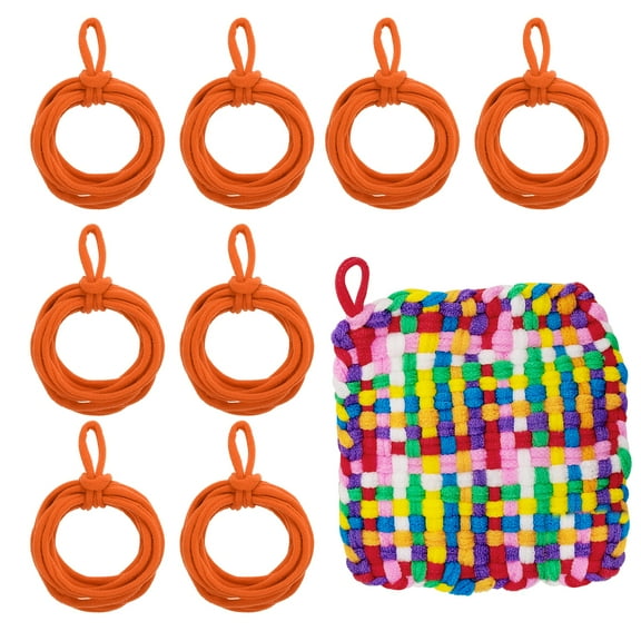 Uxcell 50 Pcs Potholder Loom Refill Loops, Elastic Potholder Weaving Refill Loops Knitting Kit Supplies in Rainbow Colors for Girls DIY Crafts 7" Weaving Loom, Orange