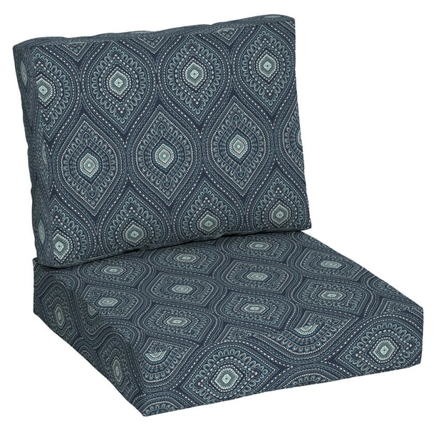 Better Homes & Gardens Navy Medallion 42" x 24" Outdoor 2Piece Deep Seat Cushion