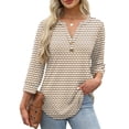 thumbnail image 4 of Ronuti Womens T-shirts 3/4 Sleeve Henley Tops for Women Ladies Premium Printed T-shirt Solid color Tops, 4 of 9