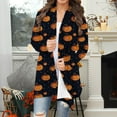 thumbnail image 2 of Kilaqueen Cute Cat Pumpkin Printed Womens Cardigan Fashion Plus Size Lightweight Cardigans Open Front Long Sleeve Fall Blouses Comfy Halloween Cardigan, 2 of 7