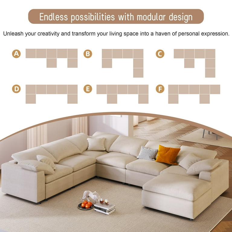 GNIXUU Modular Sectional Sofa Set for Living Room,Oversized 7