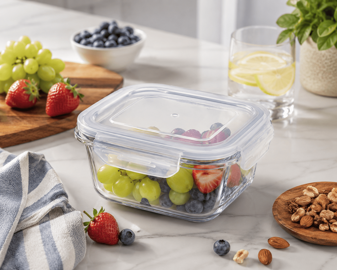 Con-Tact Square Glass with Easy Snap Lid -2.2c