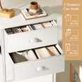 thumbnail image 3 of Tydimor 7-Drawer Tall Dresser Bedside Fabric Nightstand with Storage,White, 3 of 8