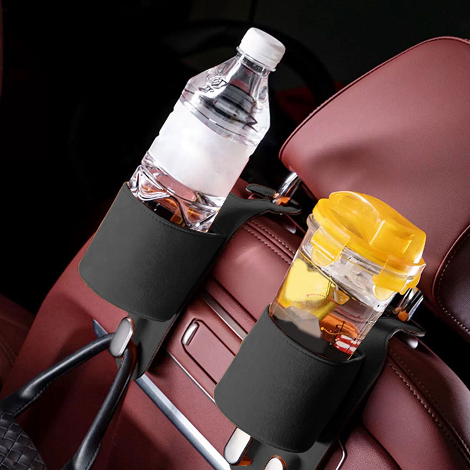 FEOLGEHLY Universal Car Accessories Kit, 4-in-1 Car Seat Hook, Back Seat Organizer with Cup Holder and Storage Box, Durable and Easy Installation, Black