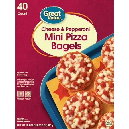 Great Value Cheese & Pepperoni Mini Pizza Bagels, 31.1 oz, 40 Count