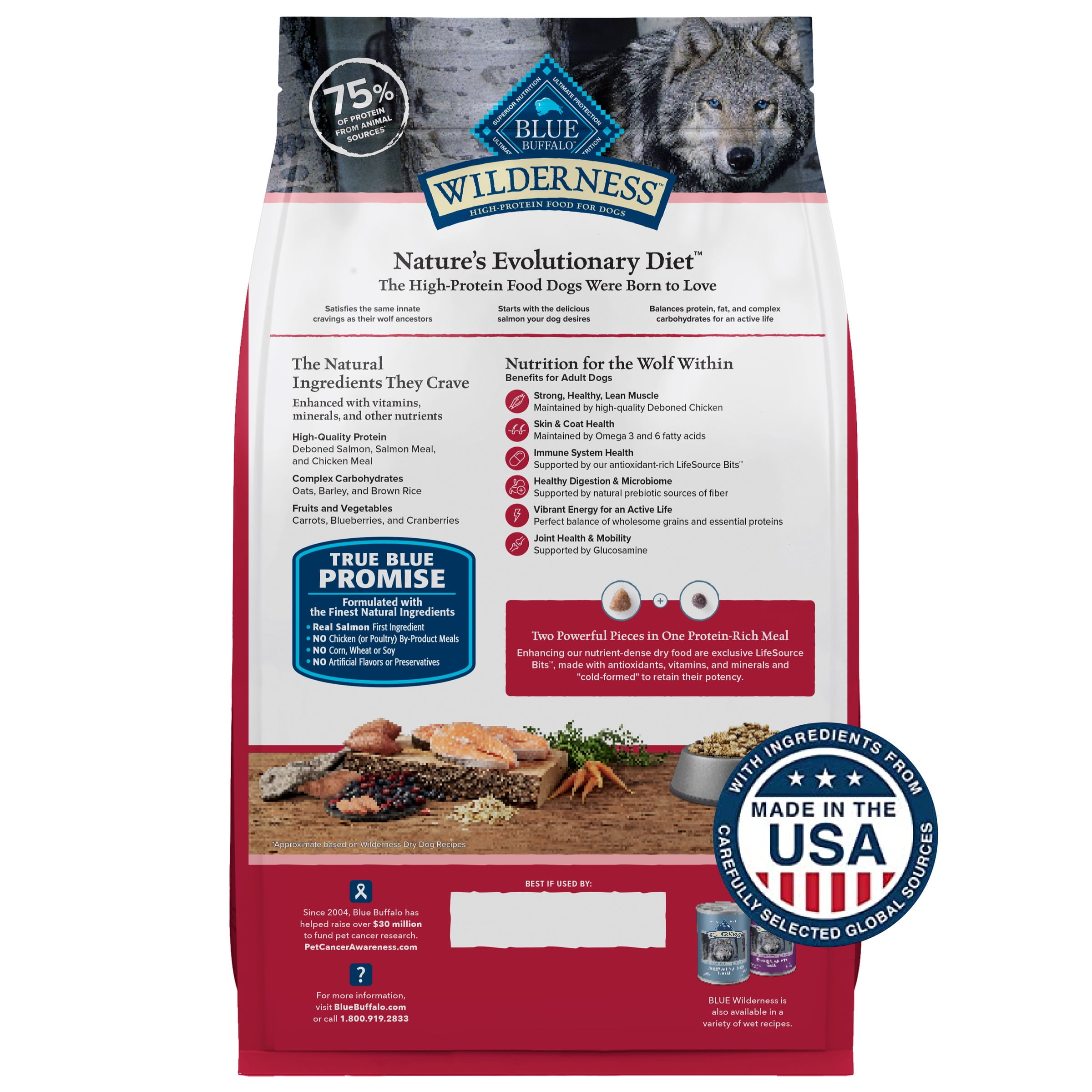 Blue Buffalo Wilderness Natural High-Protein Adult Dog Dry Food, Salmon Recipe, 4.5-lb.