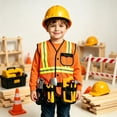 thumbnail image 2 of SUXIAN Boys Halloween Engineer Repairman Costume Set Vest Hat and Tool Props Role Play Outfit for Kids Orange, 2 of 6