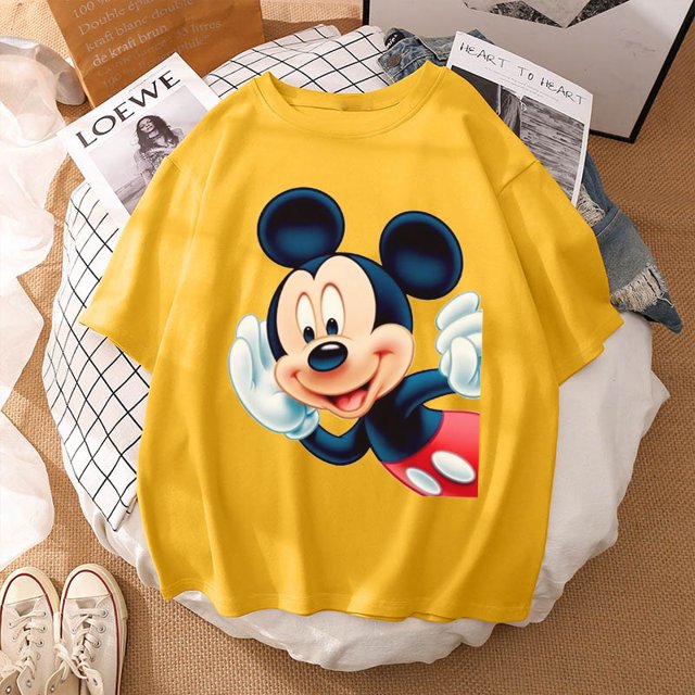 Woman Summer New 2022 Hot Cartoon Disney Mickey And Friends Minnie Mouse Leopard Bow Portrait T-Shirt Short Sleeve Teen TopsXXL Gao Jinjia LED
