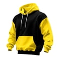 thumbnail image 3 of Havenx Mens Long Sleeve Hoodies Hooded Drawstring Pullover Sweatshirts with Pockets Colorblock Sweatshirts Loose Fit Ultra Soft Casual Fall Winter Sportswear,Yellow 2XL, 3 of 5