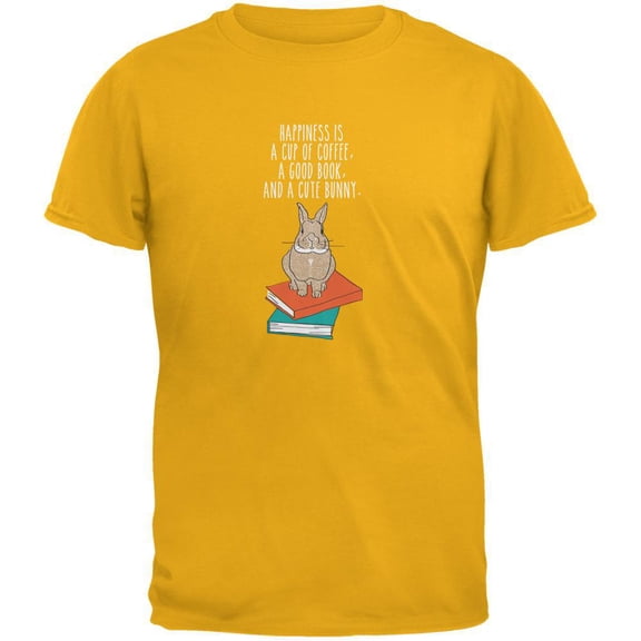 A Good Book and My Bunny Yellow Adult T-Shirt - Medium