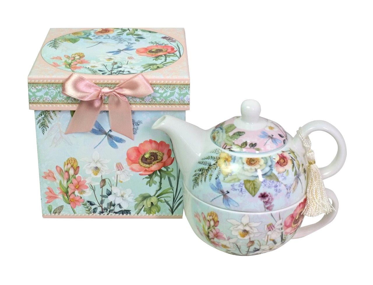 Elegantoss Bone China Tea for One Set in Flora Design, with attractive