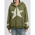 thumbnail image 4 of LMLYSoH Women's Autumn Casual Hooded Coat Long Sleeve Star Print Zip Up Drawstring Hoodie, 4 of 9