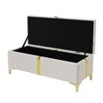 thumbnail image 4 of MODERNLUXE Banc Ottoman de Rangement 47 Pouces, Banc d'Entrée Rembourré avec Pattes en Métal pour Chambre, Salon, Beige, 4 of 6