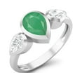 thumbnail image 2 of 1.25 Cts Bezel set Pear Emerald 925 Sterling Silver Three Stone Women Valentines Day Gifts Ring, 2 of 4