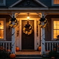 thumbnail image 3 of Handcrafted Artificial Floral Front Door Wreath with Velvet Bow, Fall Halloween Decor, Circular Garland for Home & Porch, Seasonal Decoration, Festive Wall Ornament, 3 of 6