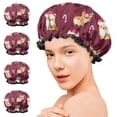 thumbnail image 7 of Shower Caps,Christmas Corgi Waterproof Shower Cap for Women 4 Pieces,Double Reusable Hair Cover for Shower PEVA Elastic Stretch Hem, 7 of 7