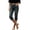 Blue, variant on Women's High Waist Button Zip Fly Capri Jeans, Split Hem Straight Leg Solid Cropped Denim Culottes with Pockets Summer Casual Pants Blue S(S)