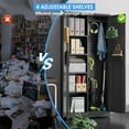thumbnail image 6 of Gaeanet Utility Closet,Broom Closet Storage Cabinet with Adjustable Shelves and Pegboard, Metal Cleaning Tool Cabinet with Hanging Rod & Hooks for Brooms and Mops,Black 71.4''H*34''W*17''D, 6 of 9