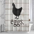 thumbnail image 3 of Farmhouses Chickens Shower Curtain for Bathroom Decor, Animal Silhouettes Eggs Retro Wood Grain Waterproof Fabric Shower Curtain, 54"x78" Set with 12 Hooks, 3 of 9