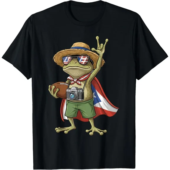 Coqui Frog Puerto Rico Flag Puerto Rican Football Fan Sports Team Unisex T-Shirt ,up to size 5XL