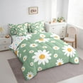 thumbnail image 3 of Feelyou Cartoon Floral Green Bedding Comforter Set 7pcs, Kawaii Blossoms Flower King Bedding Sets, Dreamy Princess Style Reversible Bed Sheets, Ultra Soft Bedroom Decor, 3 of 7