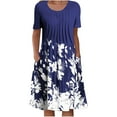thumbnail image 2 of Pntutb Clothes,Womens Summer Casual Round Neck Short Sleeve Folding Floral Printed Dresses, 2 of 7